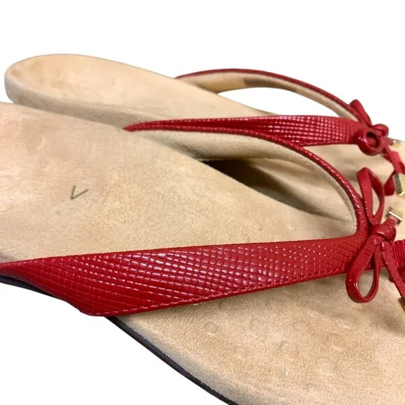 Women's VIONIC BELLA II Lizard RED Thong Flip Flop Sandals Flats Size 10 - Picture 7 of 12